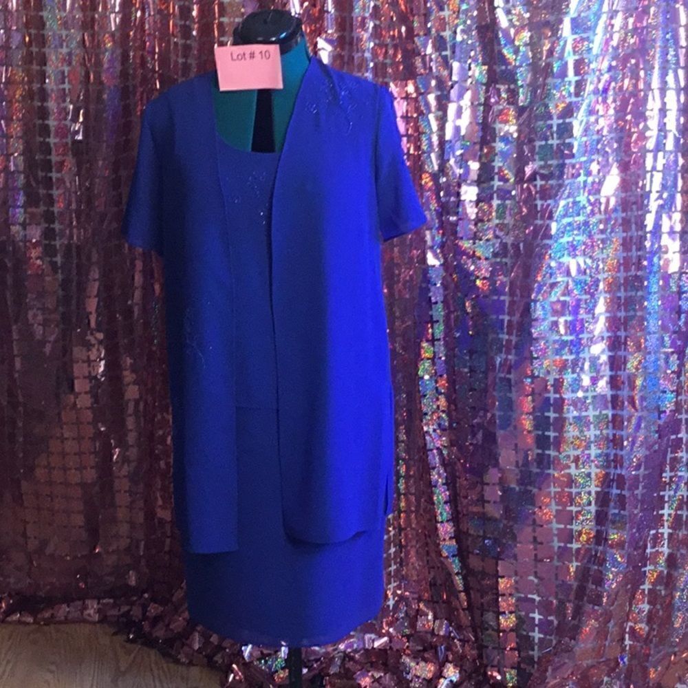 2 piece set with sleeveless dress & sheer over jacket both size 8 by STUDIO I